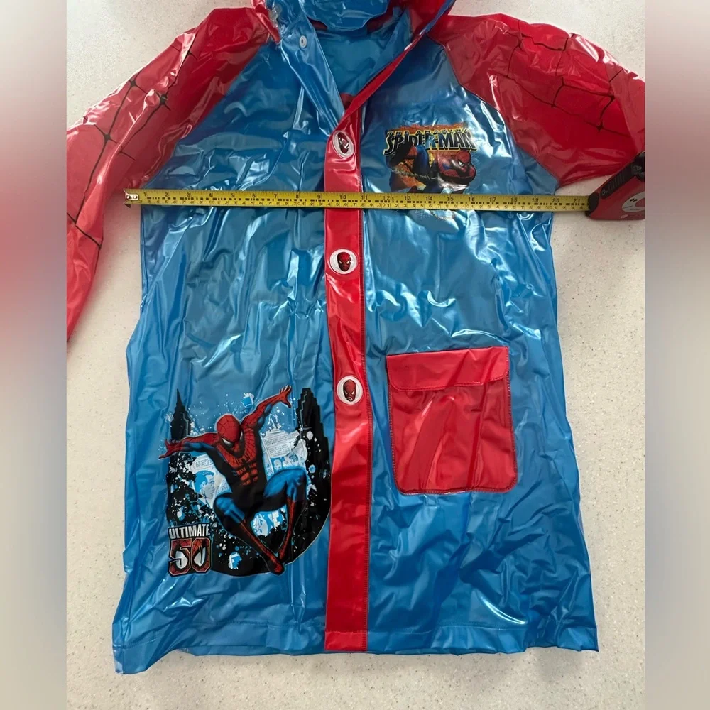 Spider-Man Rain Jacket / Slicker. Room to wear backpack under the Jacket…